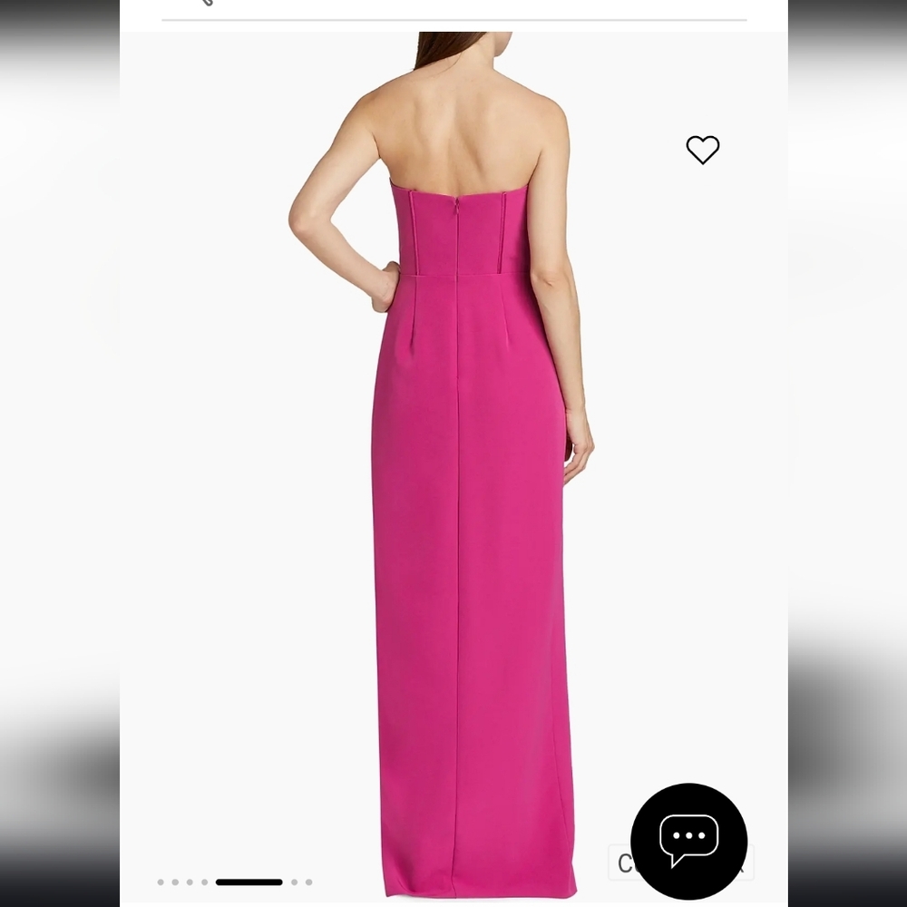 Monique Lhuillier Stella Rosette Corset  Fuchsia Strapless Gown - Picture 2 of 14